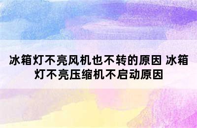 冰箱灯不亮风机也不转的原因 冰箱灯不亮压缩机不启动原因